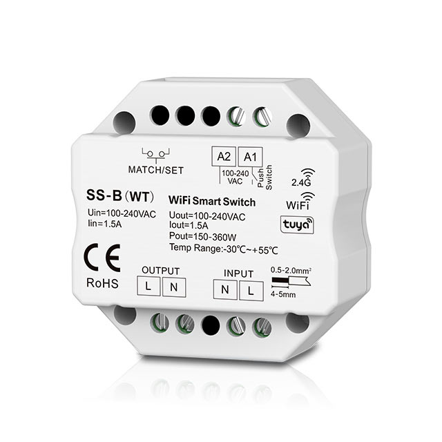 100-240VAC 1.5A WiFi+RF+Push Switch SS-B(WT)